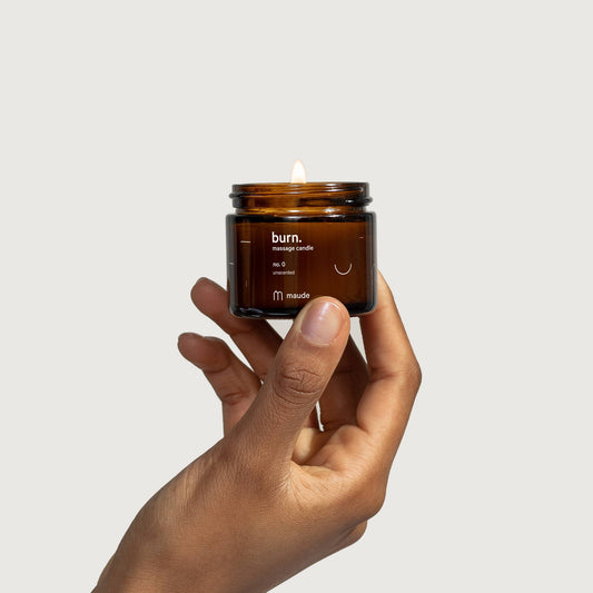 2 oz Burn no. 0 - unscented skin-softening massage candle